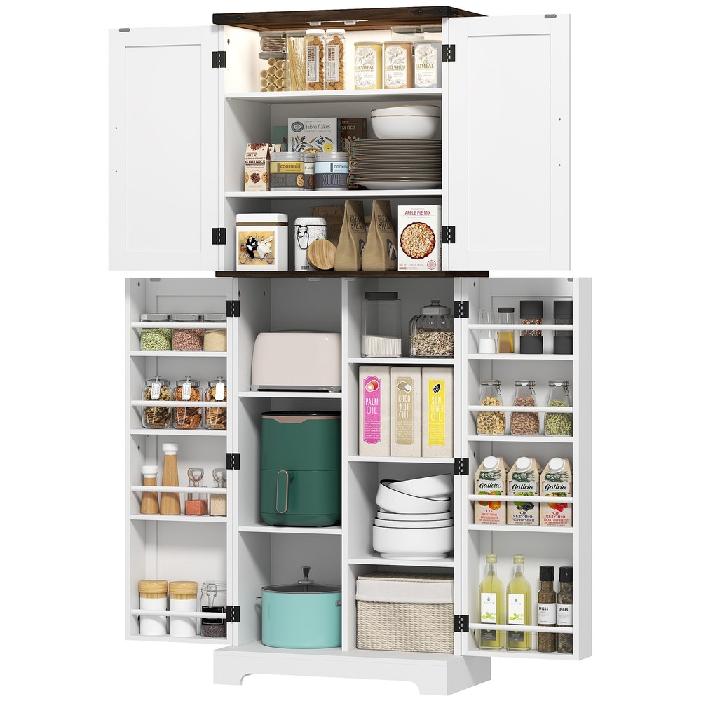 64" Kitchen Pantry Storage Cabinet with Motion Sensor Light