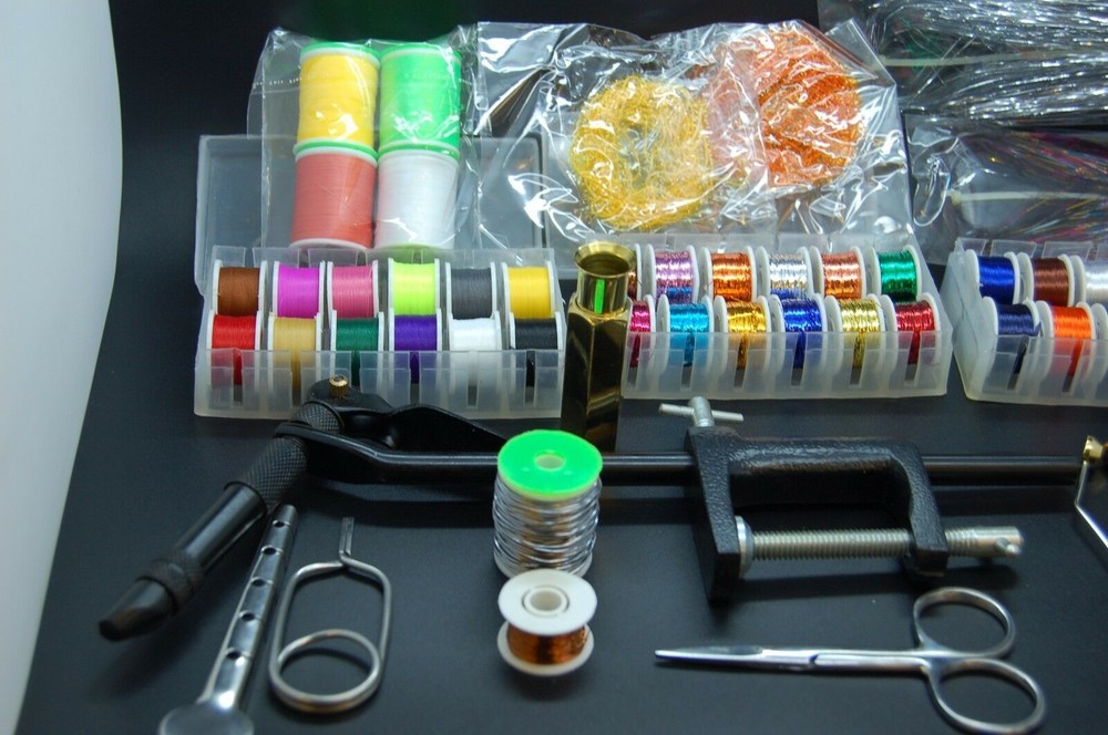 Fly Tying Tools Set, Thread, Tinsel, Floss, Vise, Hackle, Whip, Wire