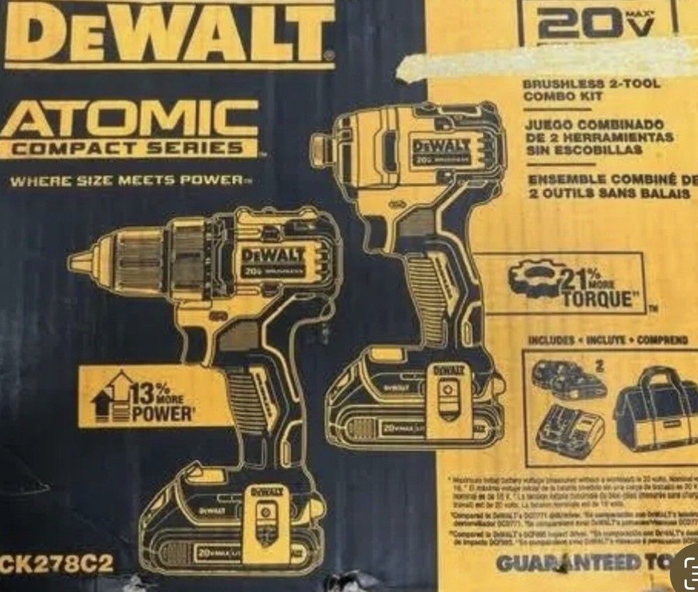 DEWALT ATOMIC 20-Volt MAX Cordless Brushless Compact Drill/Impact Combo Kit -...