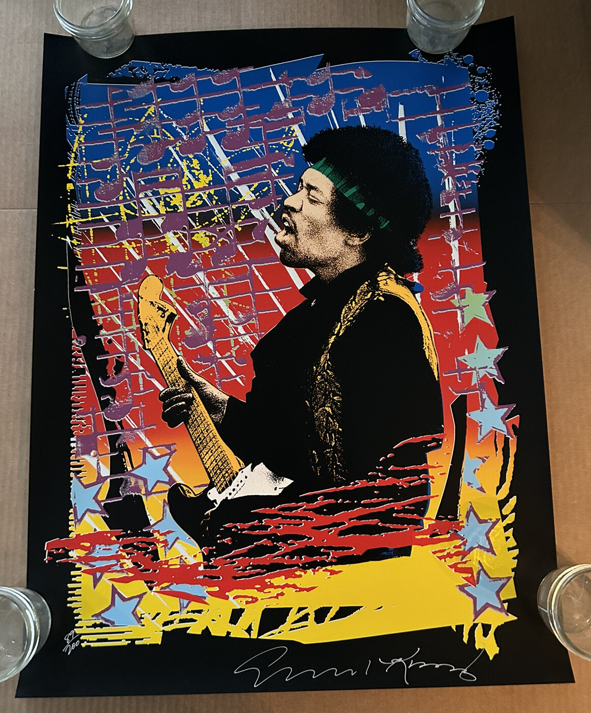 Jimi Hendrix Poster Screen Print 1990 Taz Jim Evans Signed Numbered Knight RARE