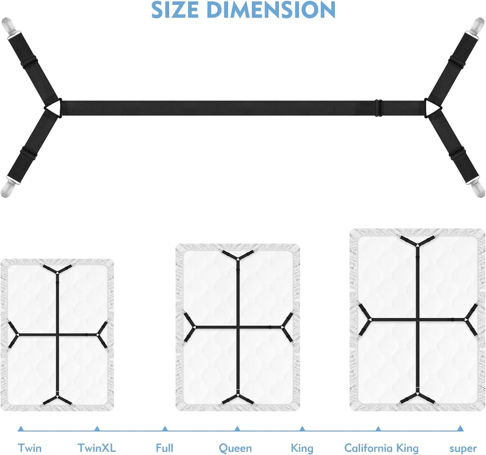 3 PCS Bed Sheet Straps Adjustable Sheet Straps Fitted Sheet Straps Extended Elas