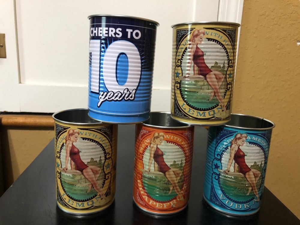 5 DEEP EDDY VODKA TIN CUP MAN CAVE DISPLAY LEMON 10 YEAR RUBY RED REGULAR