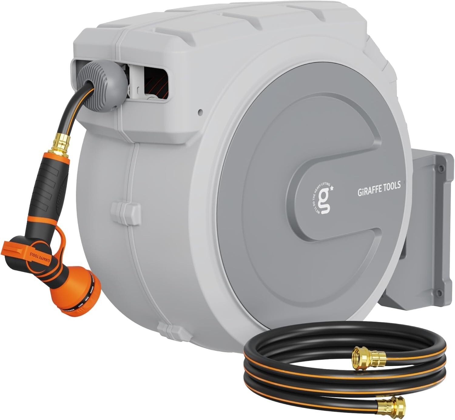 Giraffe Tools Garden Retractable Hose Reel Water Hose Reel Wall Mount, LightGrey