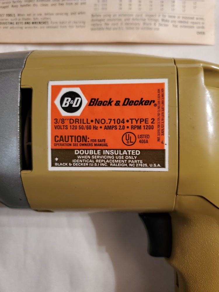 Black & Decker NOS 3/8"Drill NO. 7104 Type 2