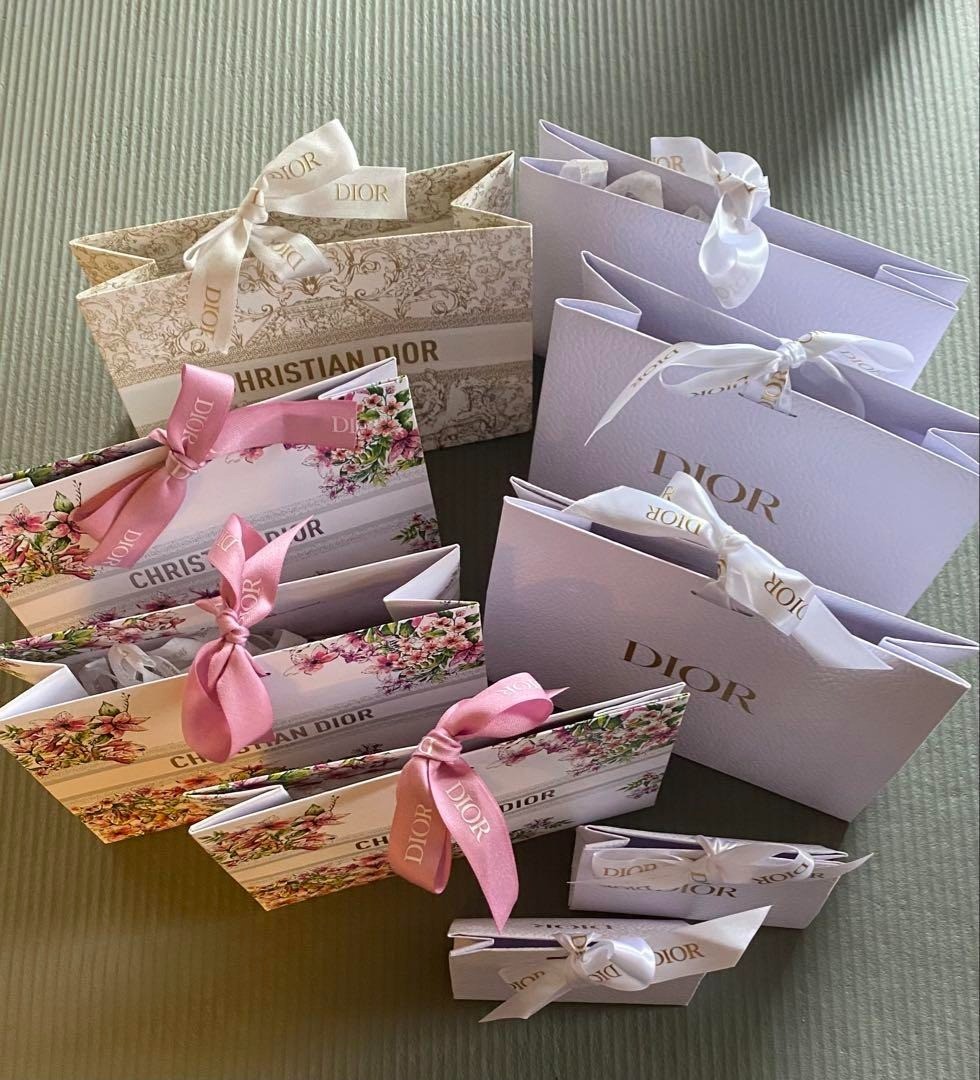 [Set of 9] Authentic Dior Limited Multicolor Gift Shopping Paper Bags w/Ribbons