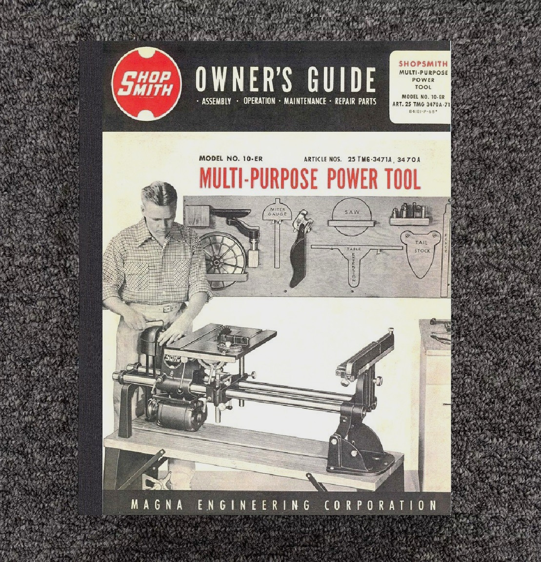 10 Owner's Guide & Parts Manual Fits SHOPSMITH Model 10-ER