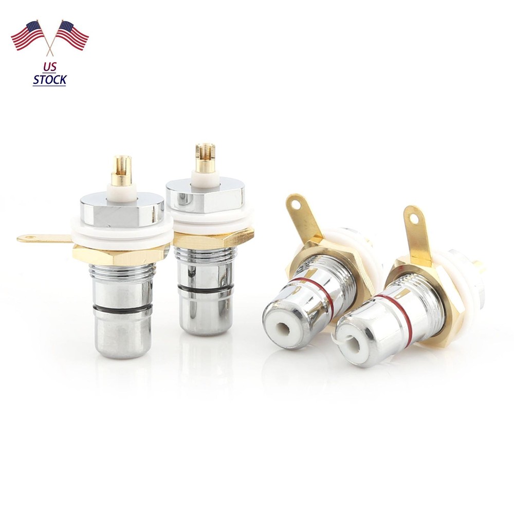 4Pcs/Set Rhodium RCA Socket Female Panel Mount Plug Audio DIY Terminal Chassis