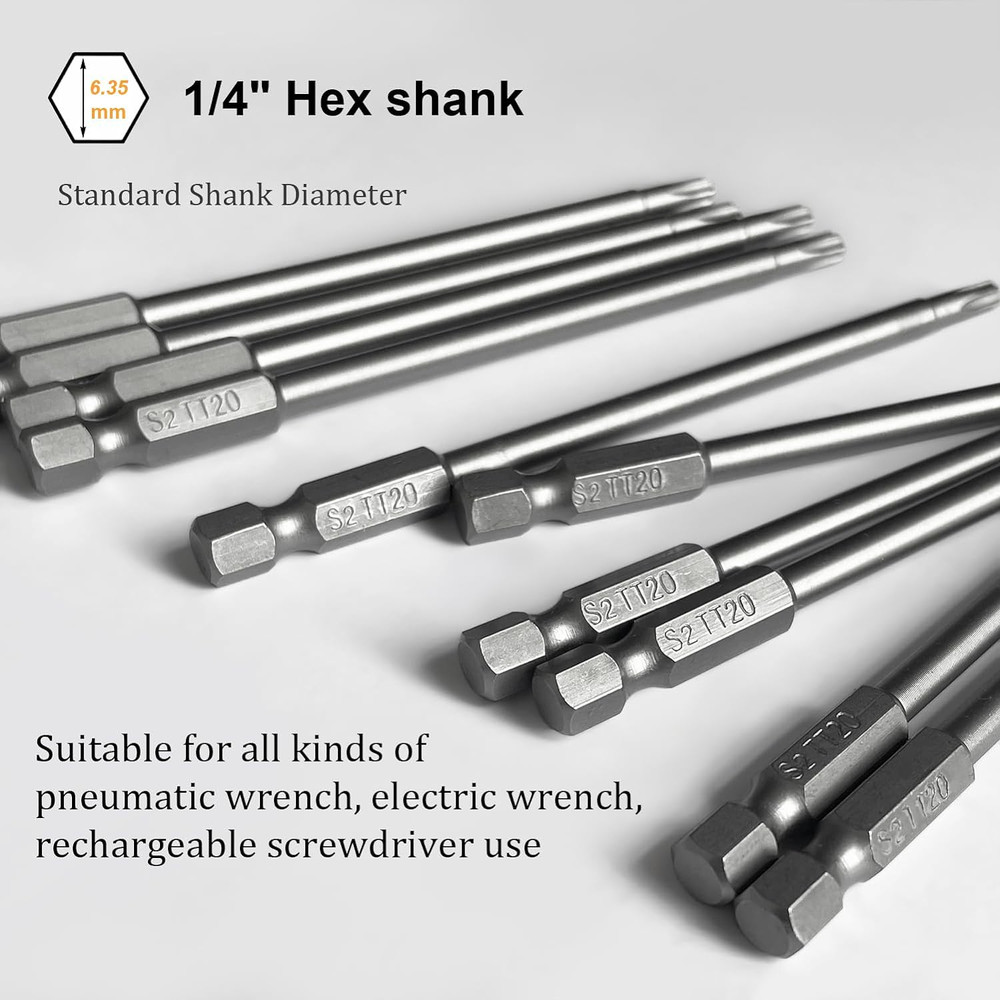 10PCS T25 Torx Screwdriver Bit Sets, 4‘’Length Magnetic Security Torx Bits Set (