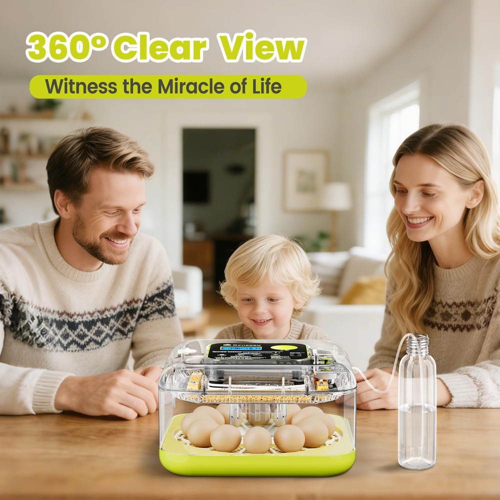 Egg Incubators for Hatching Eggs, 12 Egg Incubator with Automatic Egg Turning an