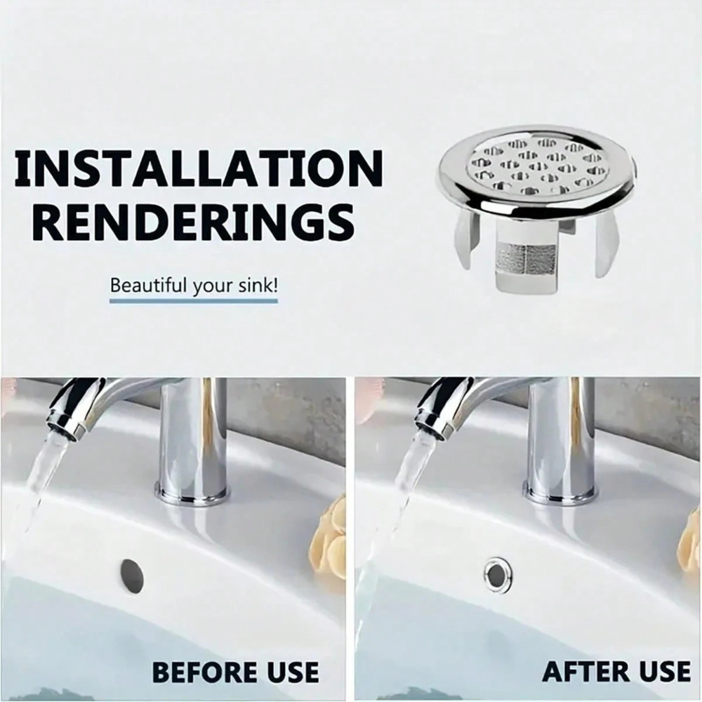 4pcs/Pack Bathroom Kitchen Basin Sink Cover Ring Round Drain Cap Replacement