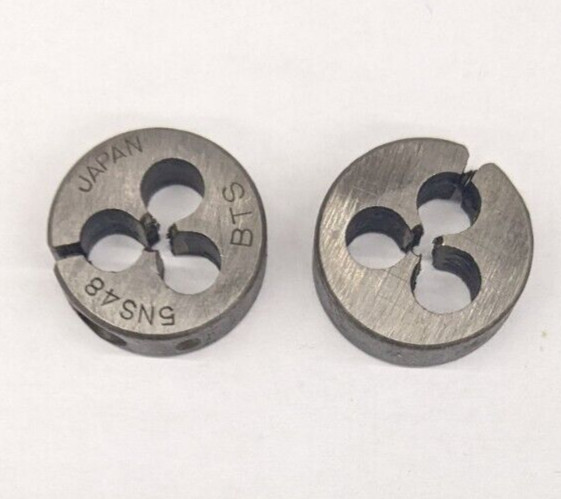 2 BTS 5-48 NS Round Dies 13/16" OD Screw Adjustable Die Carbon Steel Japan