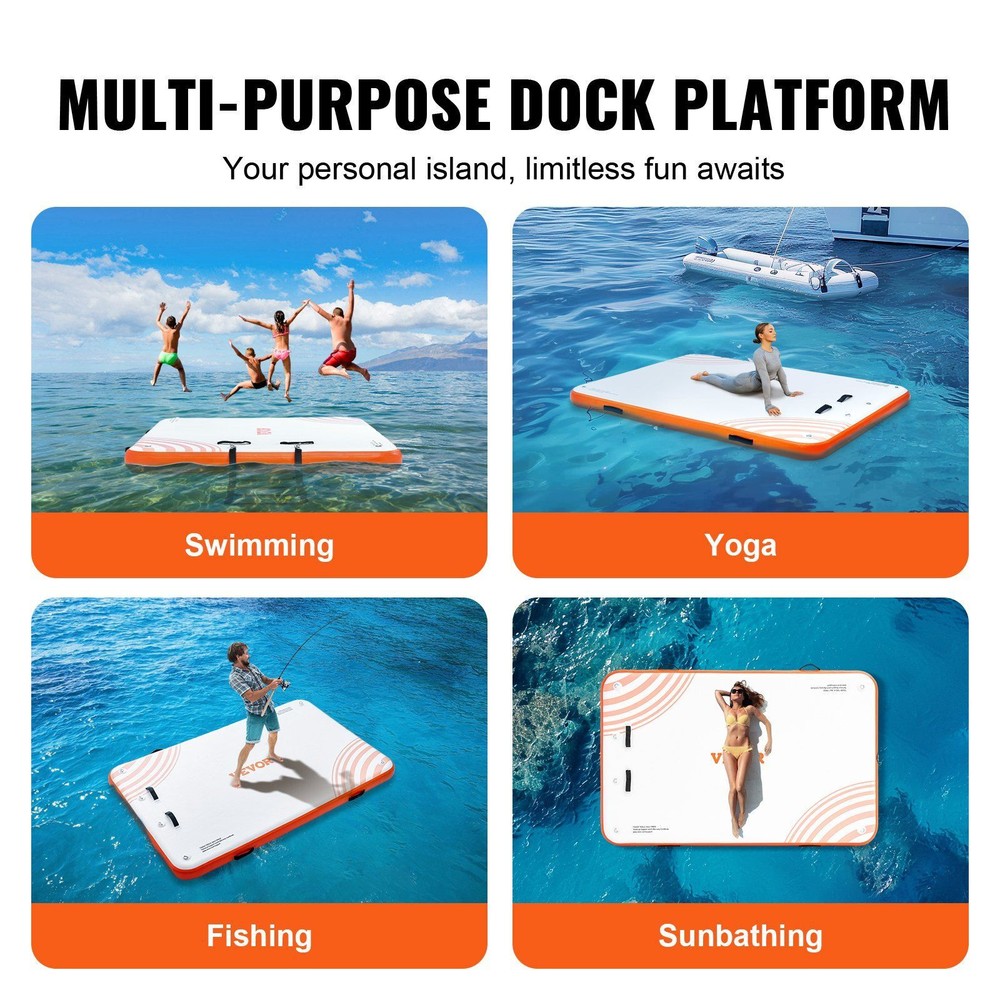 Inflatable Floating Dock, 8 x 5FT Inflatable Dock Platform with Carrying Bag