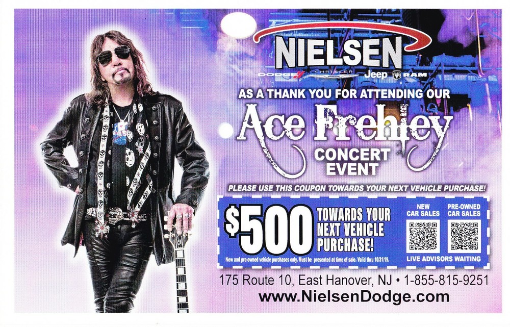 ACE FREHLEY 2019 CONCERT POSTCARD FLYER. EAST HANOVER, NJ 9/27/2019  KISS