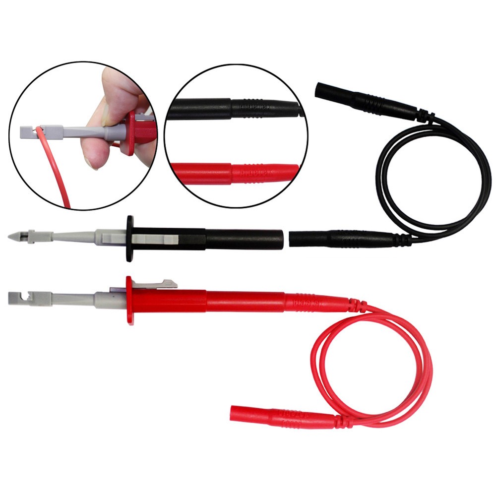 Test clip set insulation piercing red black banana plug stacking test leads