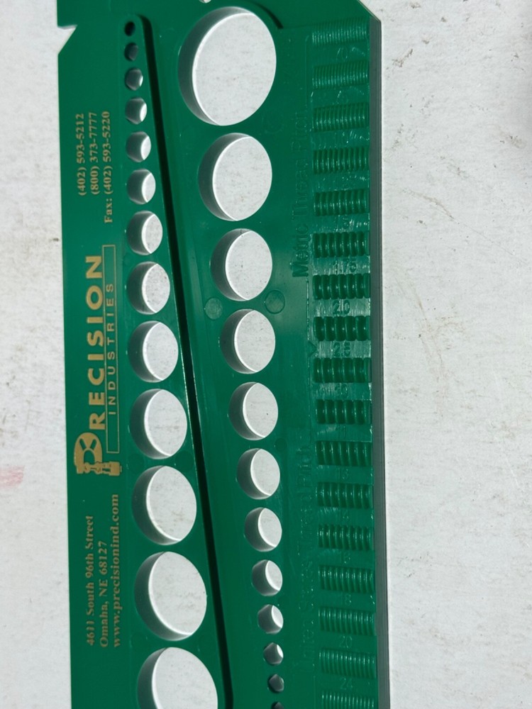 Precision Industries Thread Size Template