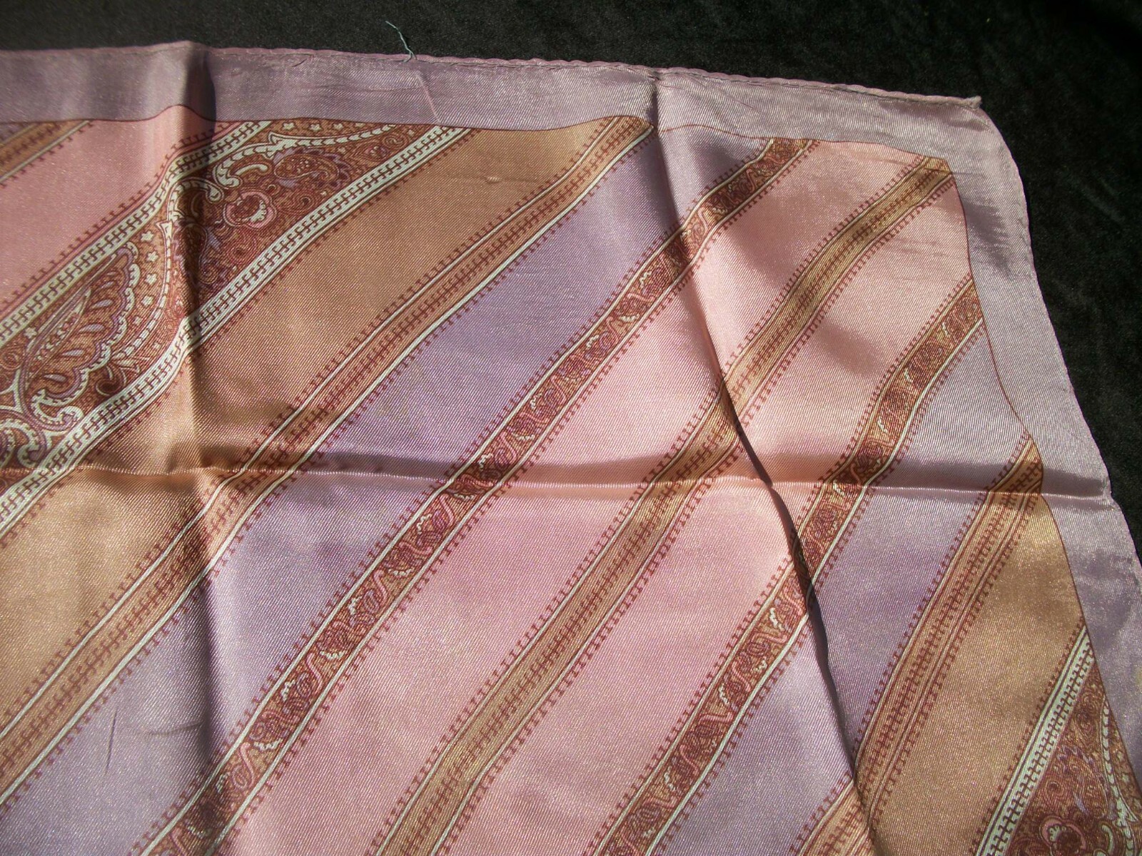 Vintage Scarf Printed Shades of Mauve Lavender Tan SC67