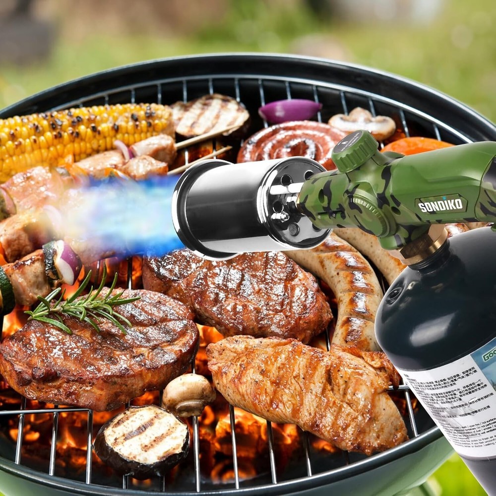 Compact Camouflage Cooking Torch Adjustable Flame Thrower Torch Head Lighter