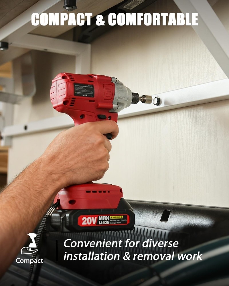 Impact Driver Kit, 250N.m. 20V Brushless Impact Driver Set, 2 Variable Speeds...