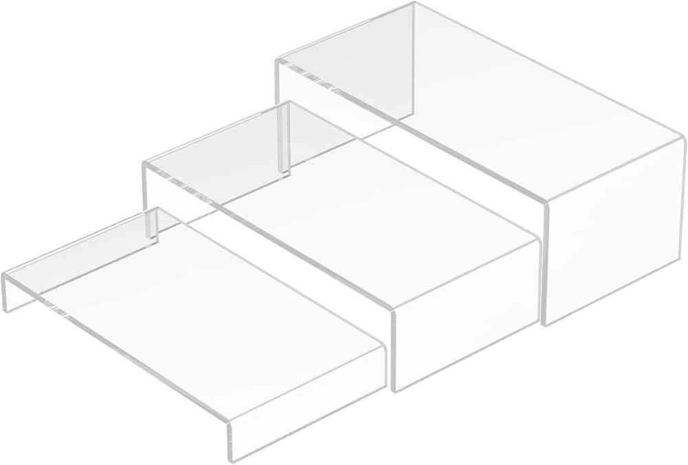 Acrylic Risers Display Stands 3pcs, Rectangular Dessert Table Clear
