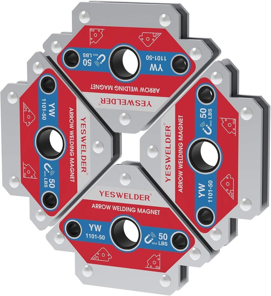 4-Piece 50LB Magnetic Welding Holders, Iron, Multi-Angle, Durable, Compact