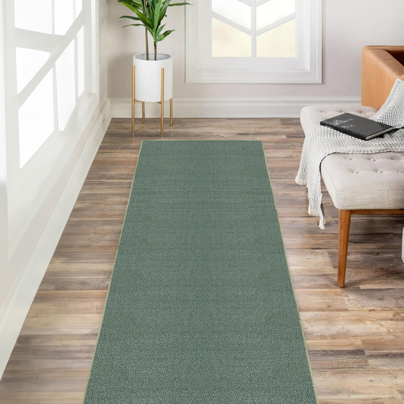 Custom Size SOLID TEAL GREEN Stair Hallway Runner Rug Non Slip Rubber Back