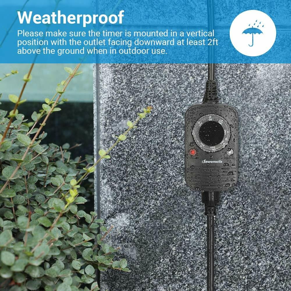 DEWENWILS Outdoor Light Sensor Countdown Timer Weatherproof Photocell 2 Pack
