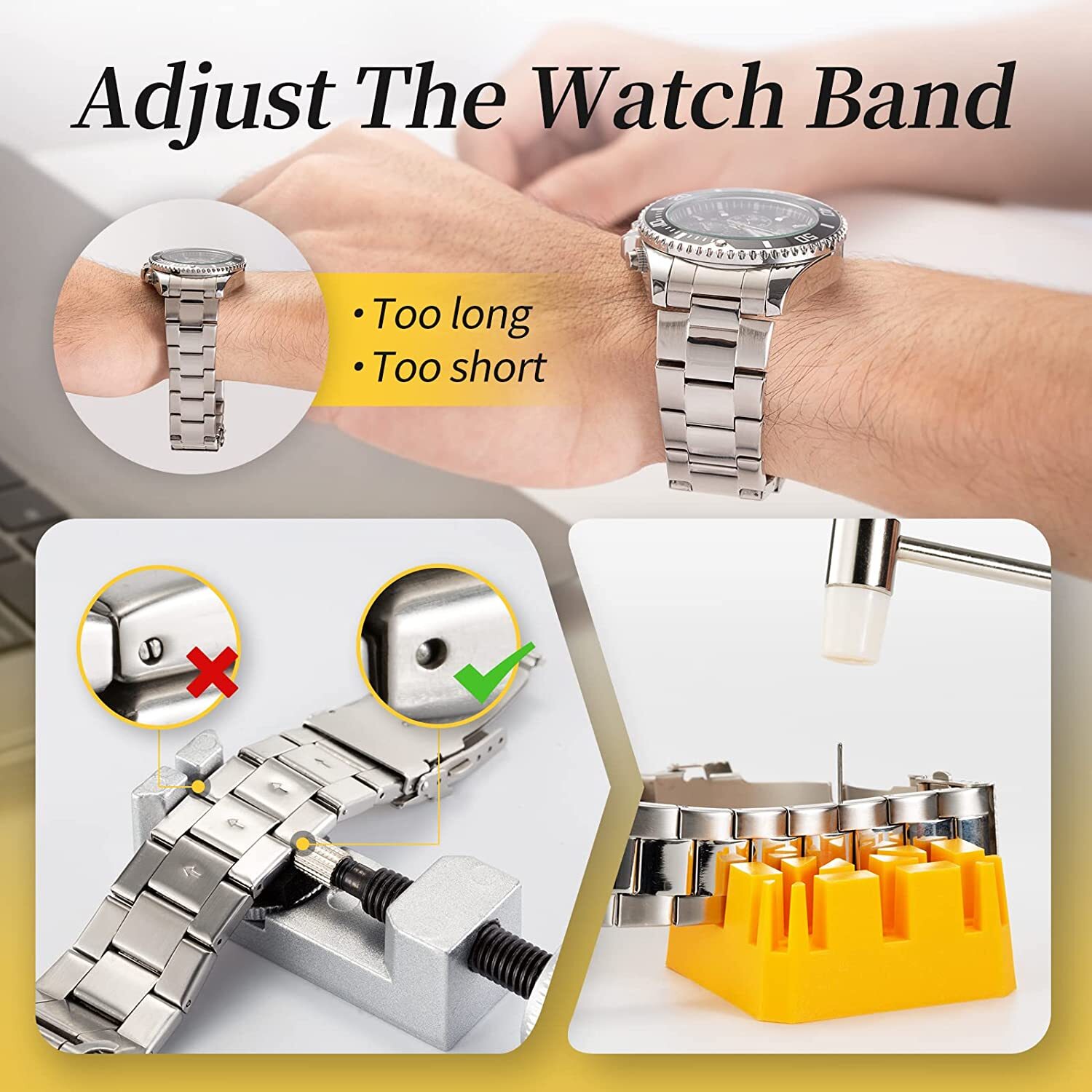 2023 Watch Repair Kit Watchmaker Back Case Remover Opener Link Pin Spring Bar