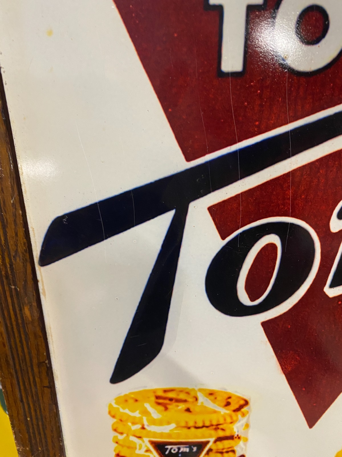 Tom's Snacks Metal Sign 13 3/4" x 21 3/4" GAS OIL COLA SODA TIME OUT FOR TOM'S