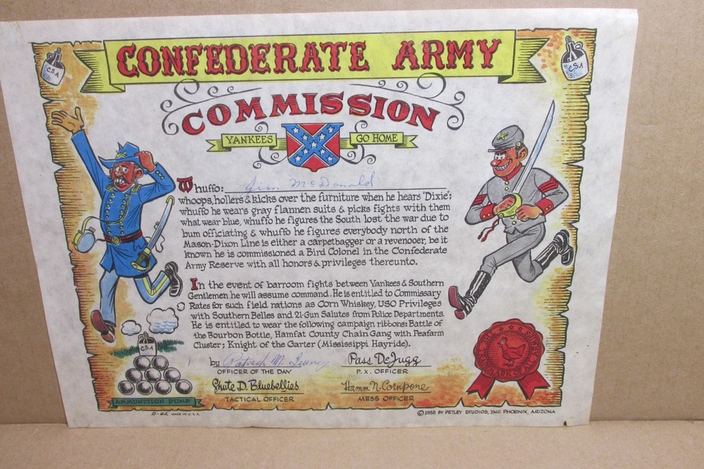 1958 CONFEDORATE ARMY COMISSION