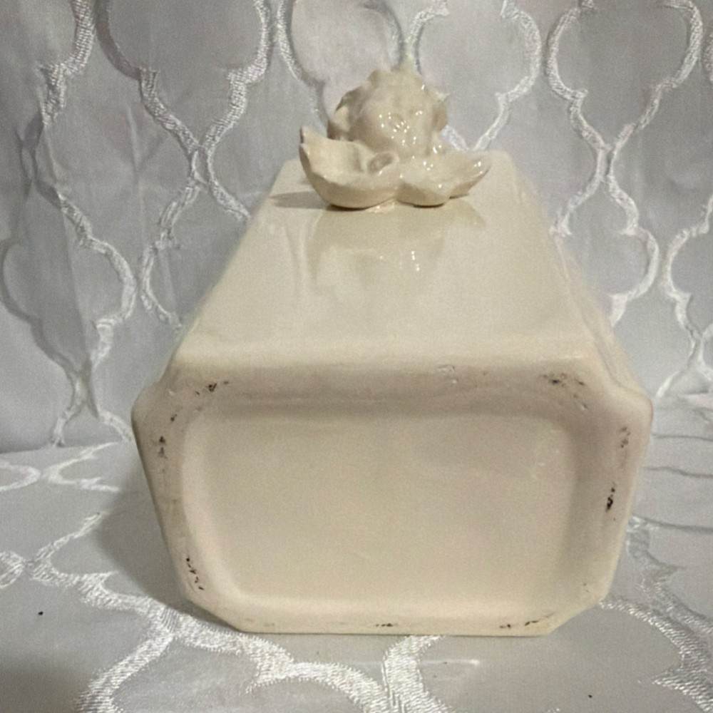 White Ceramic Angel Relief Decorative Vase Glossy Solid Pottery