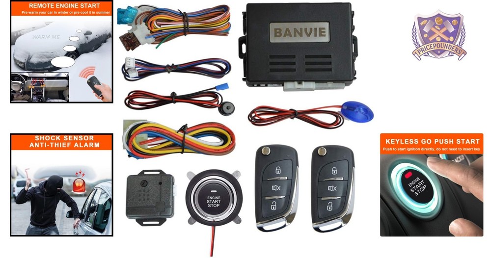 Car Keyless Entry Alarm System Remote Engine Start Push Button Vehicle Security