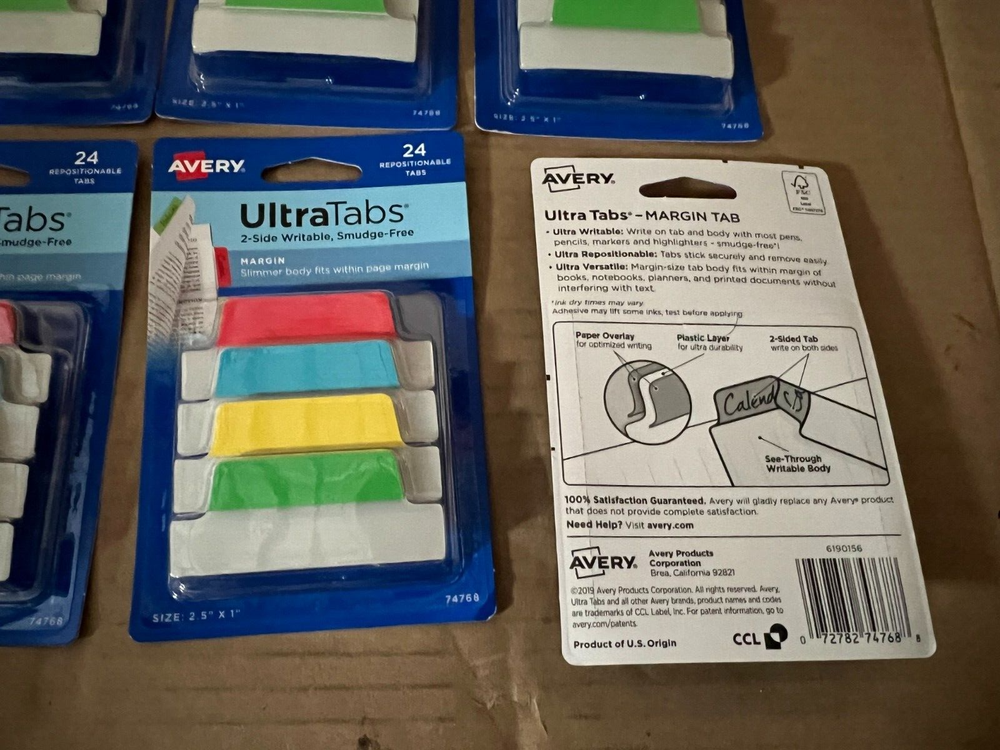Avery Ultra Tabs, 2.5x 1, 2-Side Writable, 144 Repositionable Margin Tabs