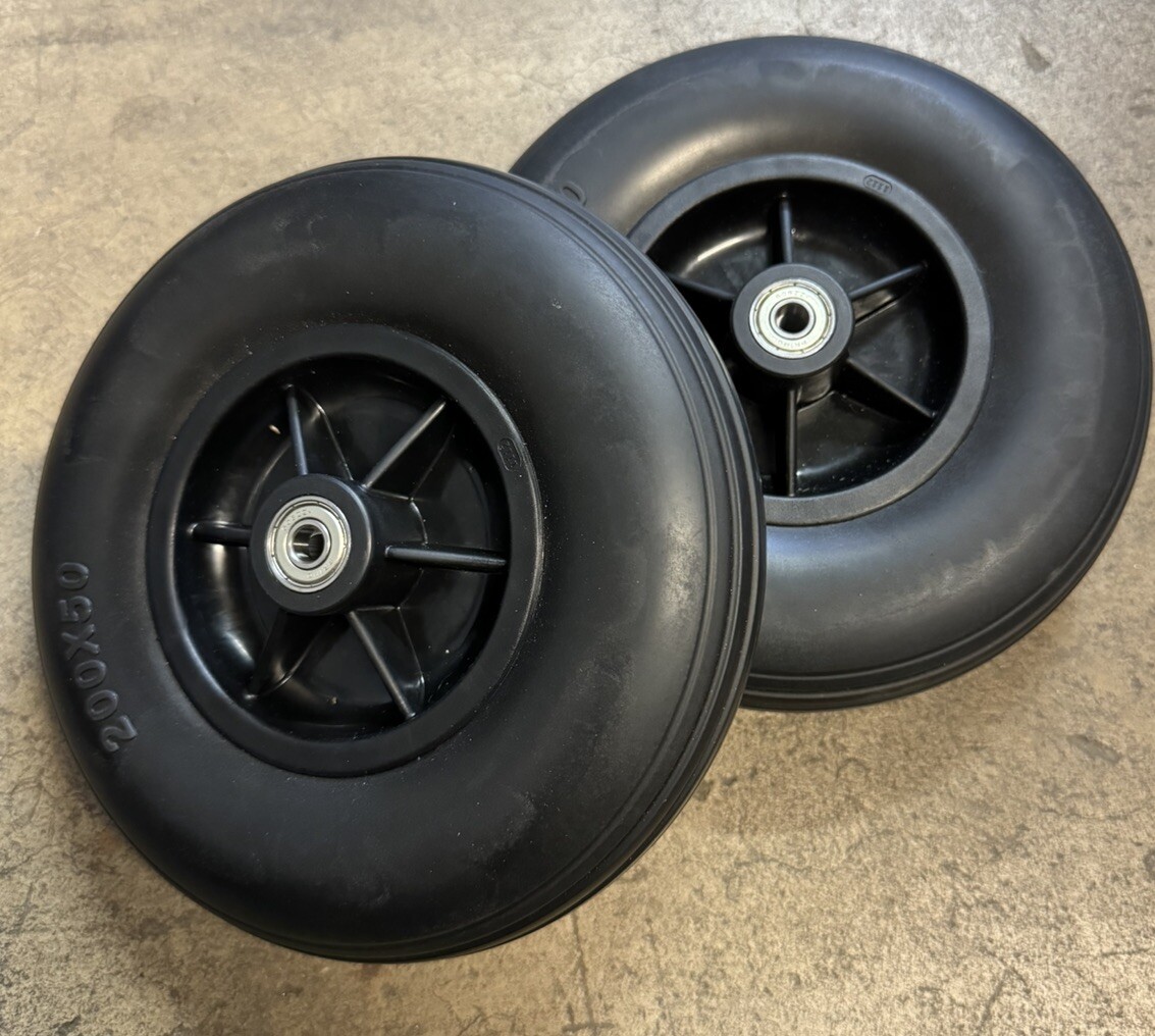 TWO 8" x 2" (200x50) Caster Tire Wheels Jazzy & Jet Wheelchairs 8x2 BLACK 608z