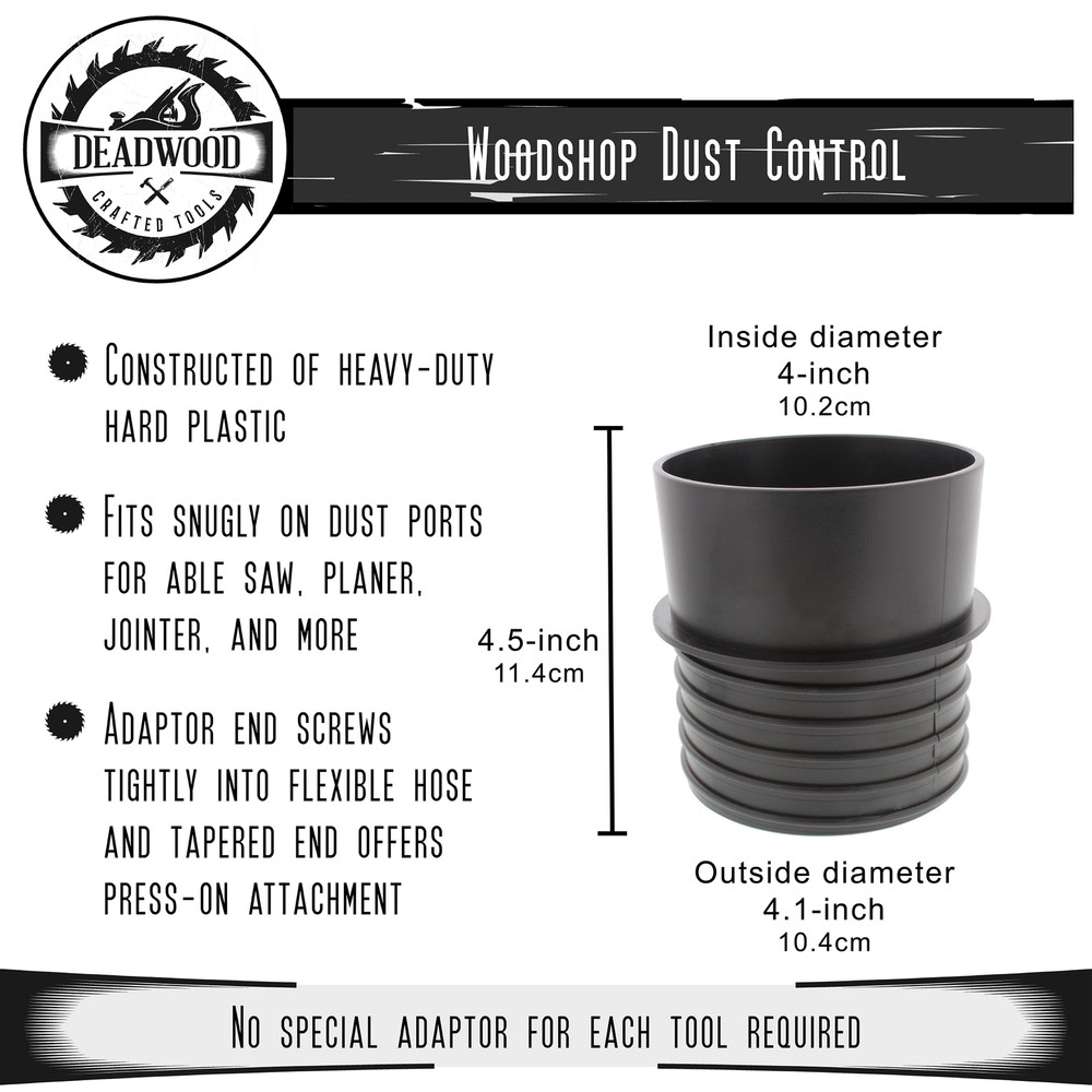 DCT 4” Inch Pipe Threaded Quick Connect Adaptor Hose Coupler Dust Collection
