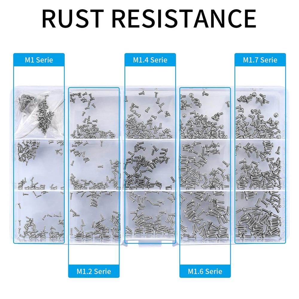 woshilaoDS 800Pcs Tiny Screws for Electronics, Micro Small Pan M1.6, Silver