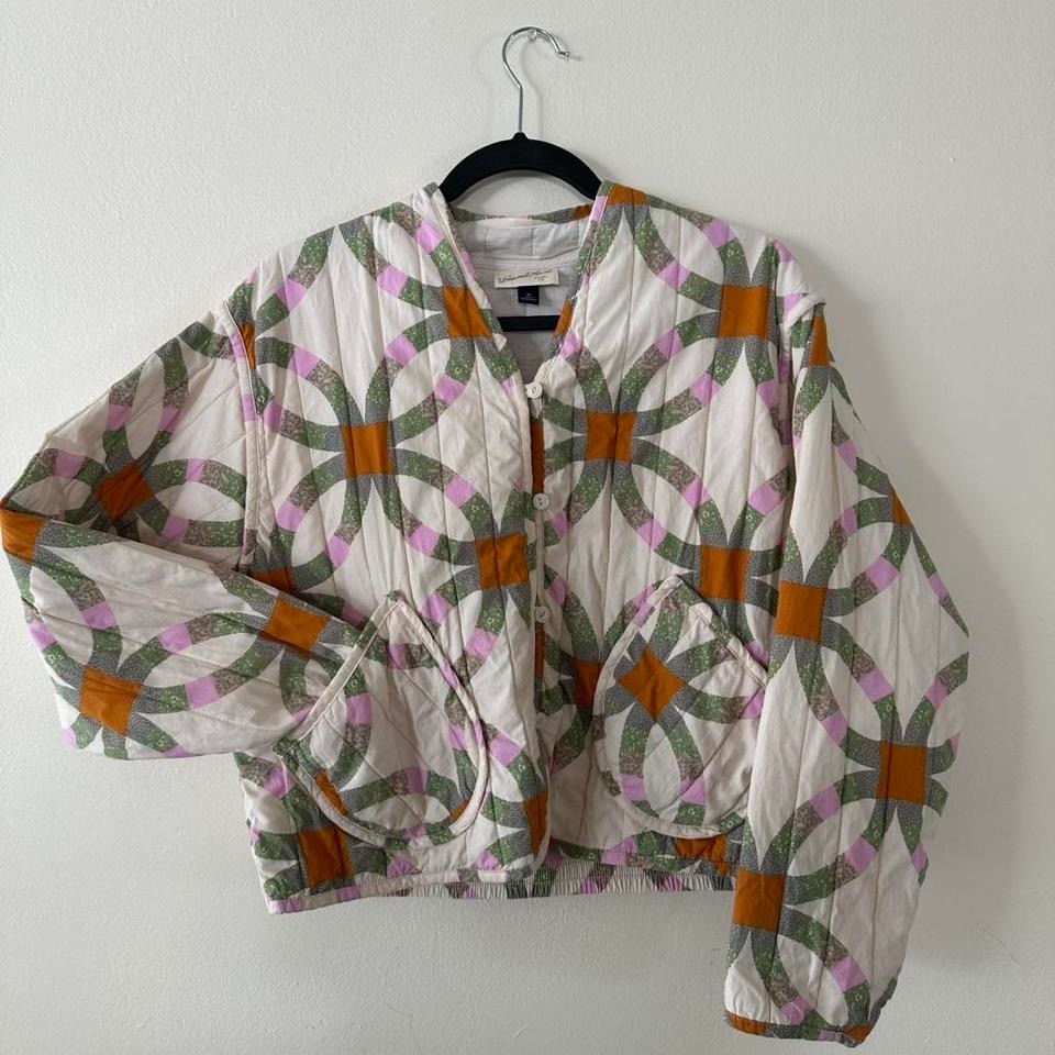Universal Thread Women Retro Quilted Patchwork Jacket Cream M