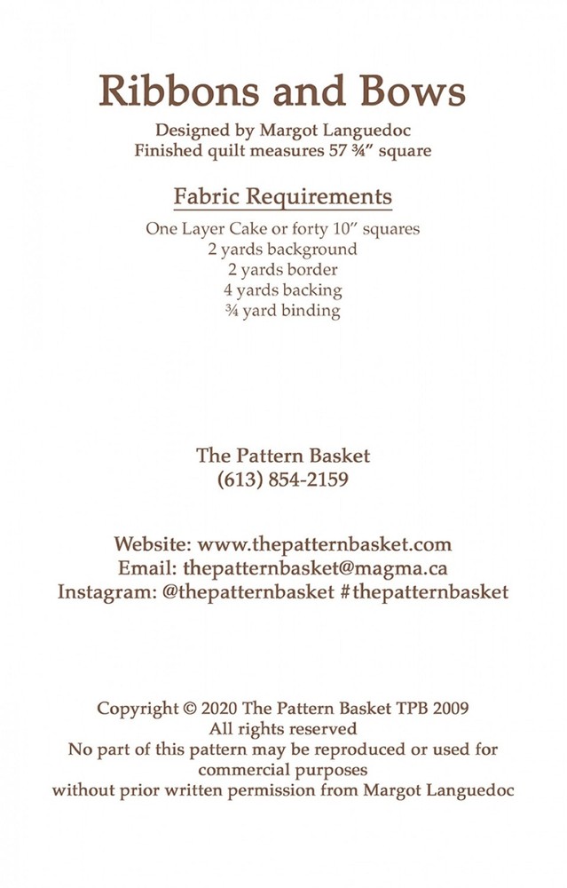 Ribbons and Bows Quilt Pattern by The Pattern Basket