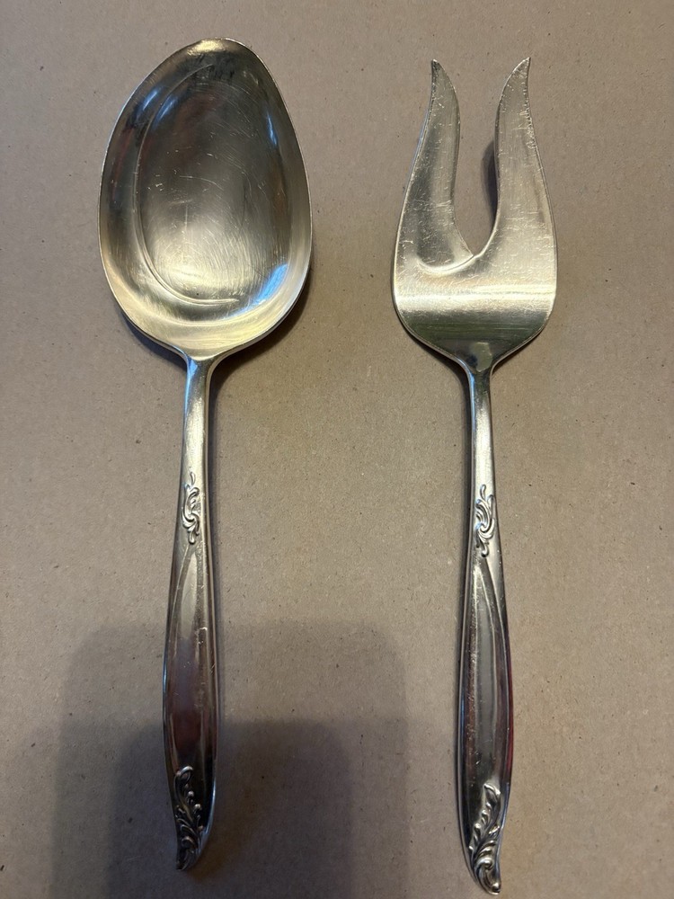 Silverware Holmes & Edwards Deepsilver Serving Spoon And Meat Fork Silverplate