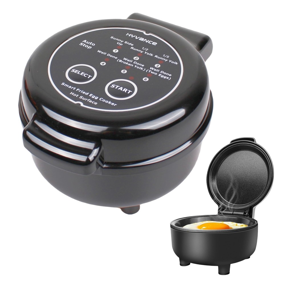 Hyvance Smart Fried Egg Cooker, Automatic Maker for COMPACT, Black