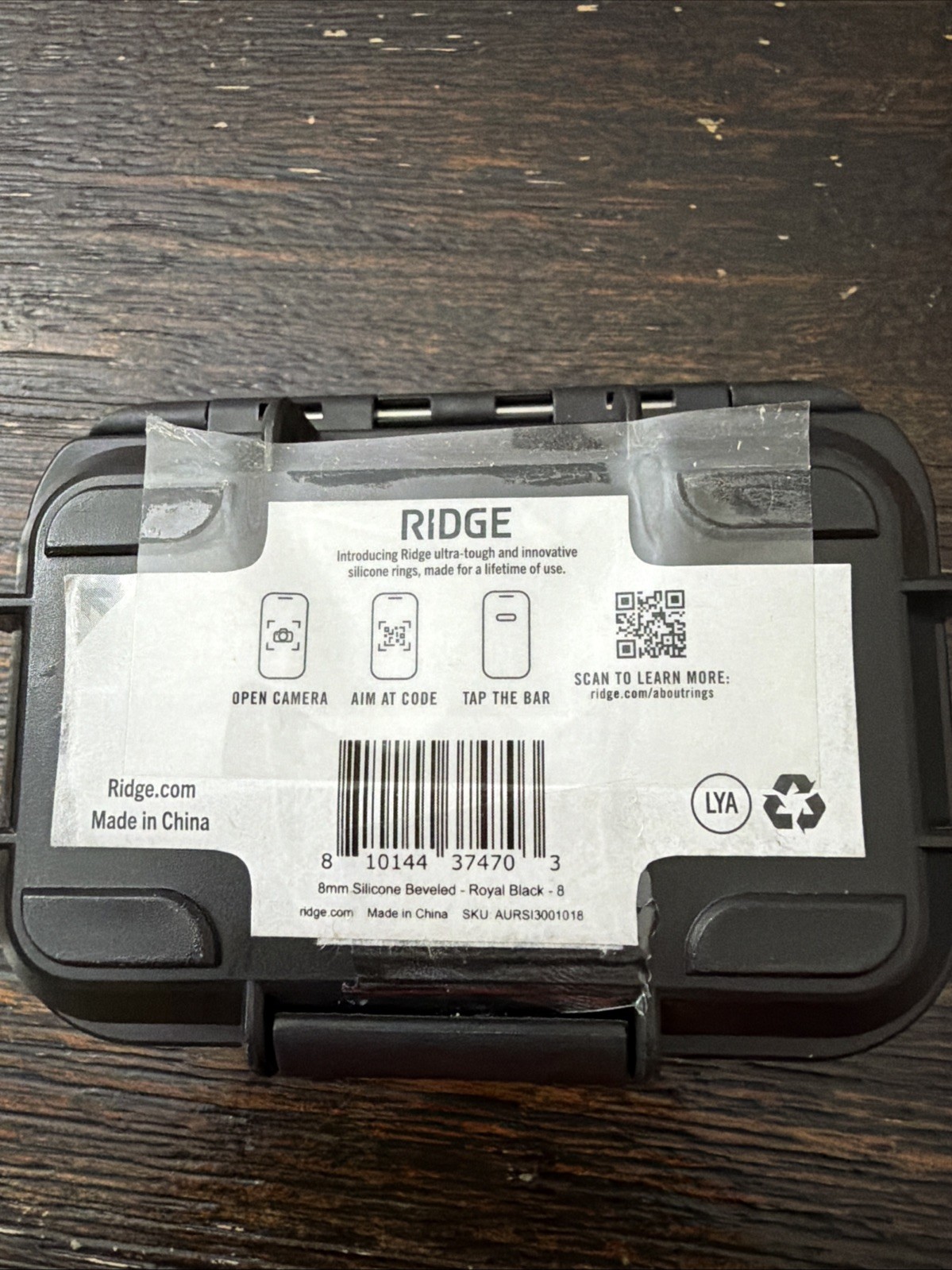 The Ridge Wallet 8MM SILICONE RING SET Royal Black Size 8 Black OPEN BOX NEW!