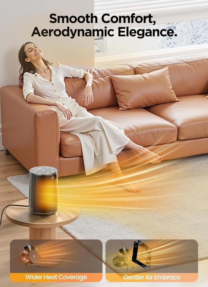 Grey Oscillating Heater with Precision Temperature Control
