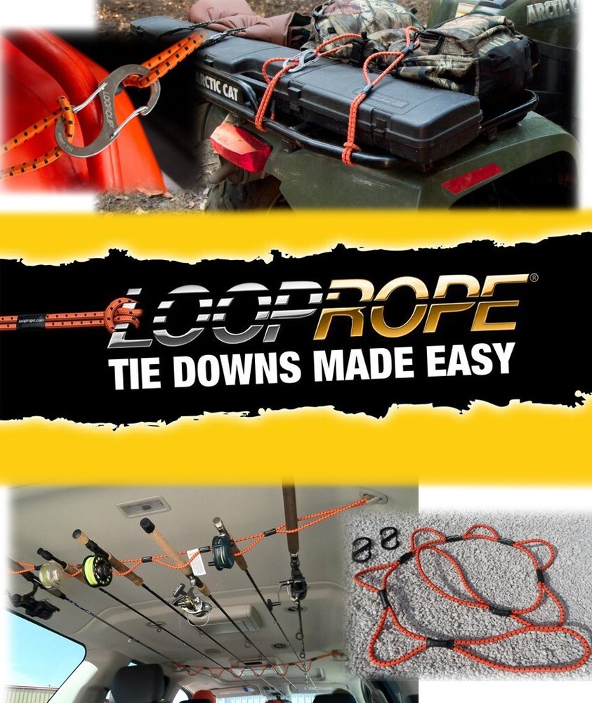 LoopRope Bungee Cord 3 FT Multi Use Tie Down Fastening System Orange/Black