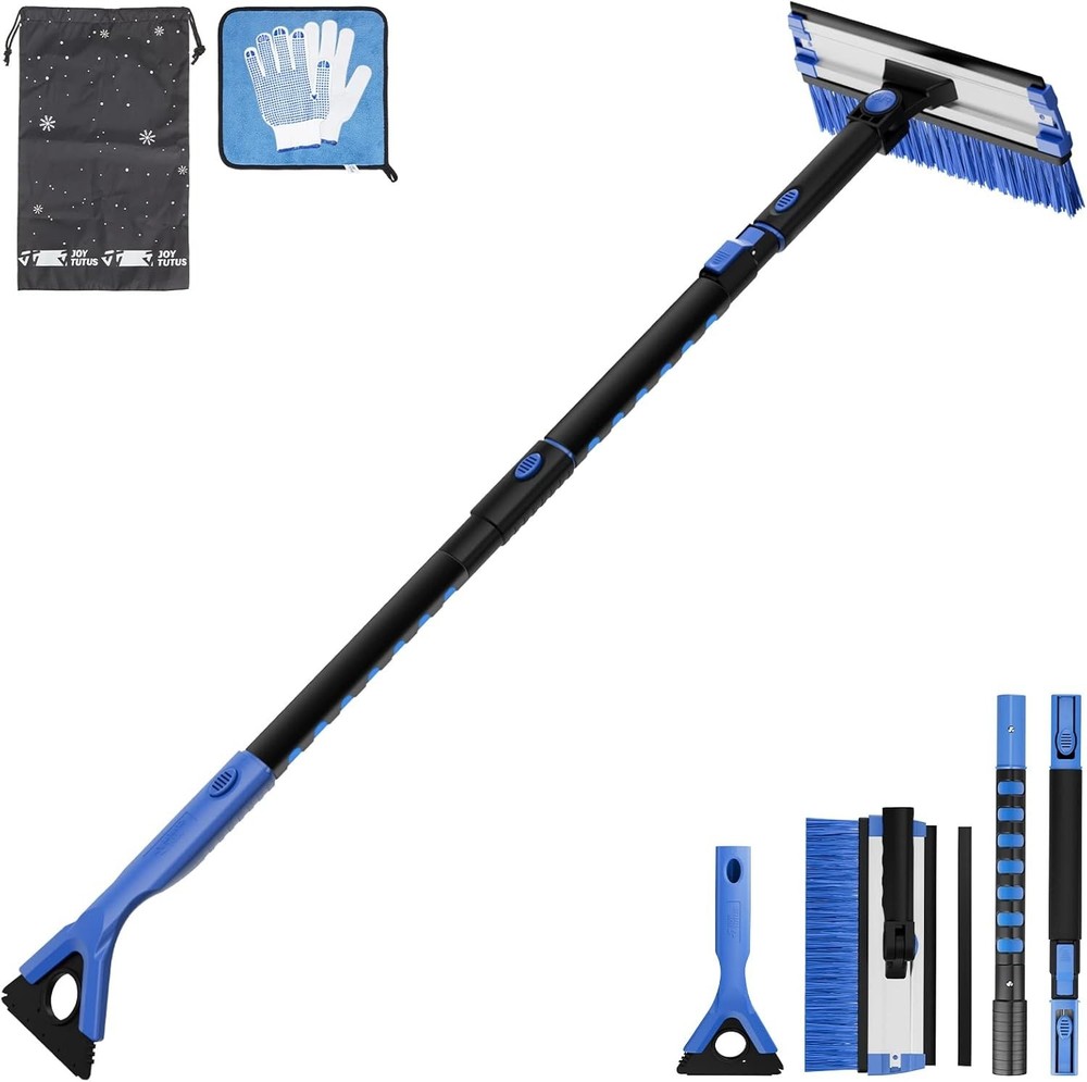 Multi-Function 47.7" Snow Brush & Ice Scraper with Foam Grip for Easy Handling