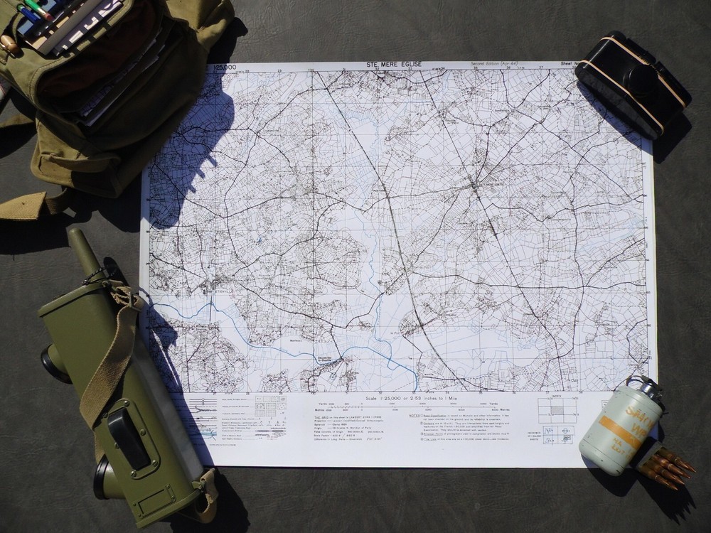 US Normandy Invasion Map 101st 'Ste Mere Eglise' (Carentan dispatch map case)