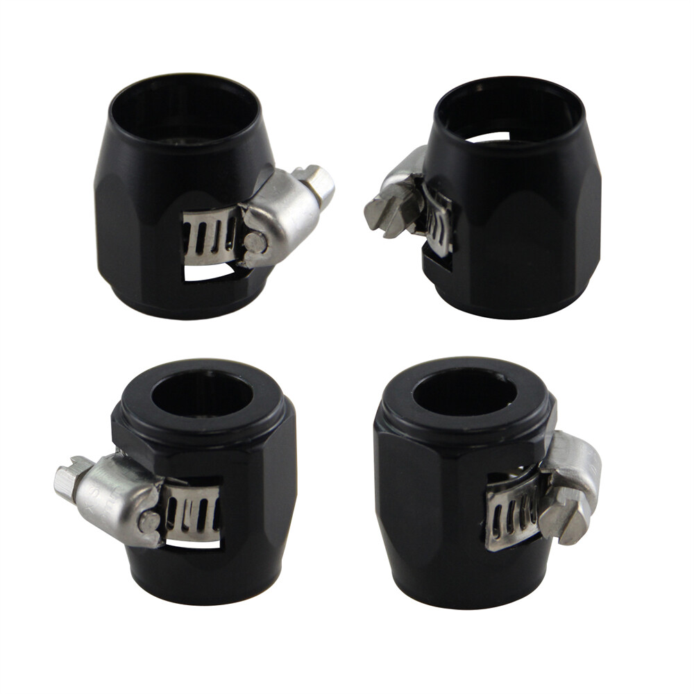 4PCS 8AN AN8 1/2" 18mm ID Fuel Hose Line End Cover Clamp Finisher Fitting Black