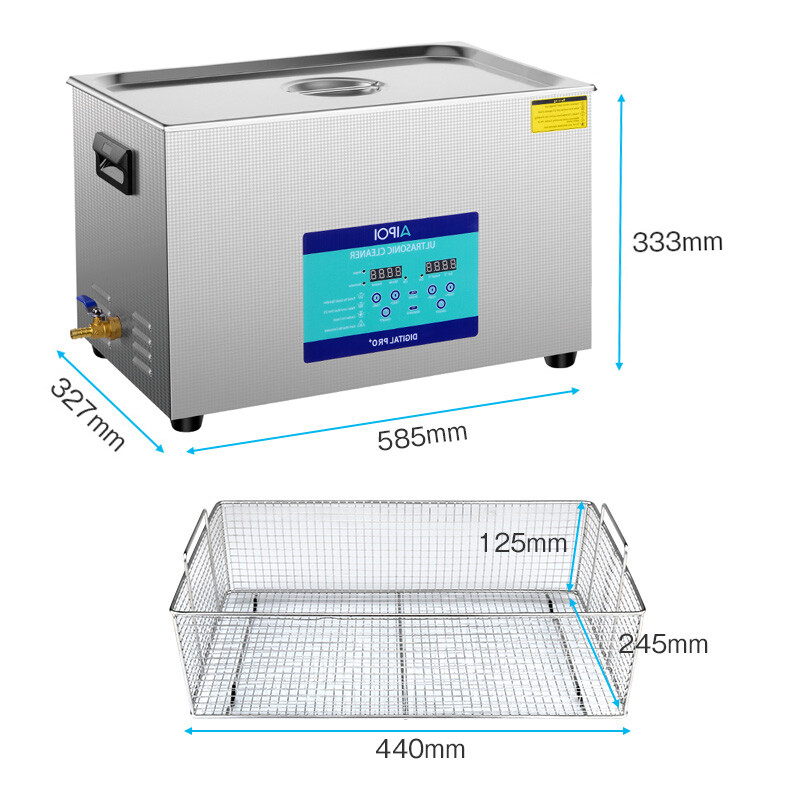 New 30L Ultrasonic Cleaner Stainless Steel Industry Heated Heater w/Timer Basket