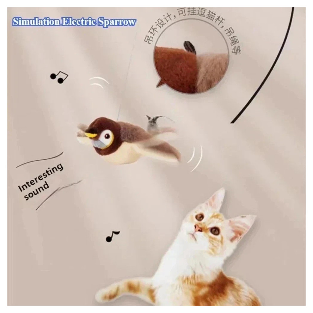 USB Interactive Flying Bird Cat Toy Electronic Sparrow Simulation Flapping Wings