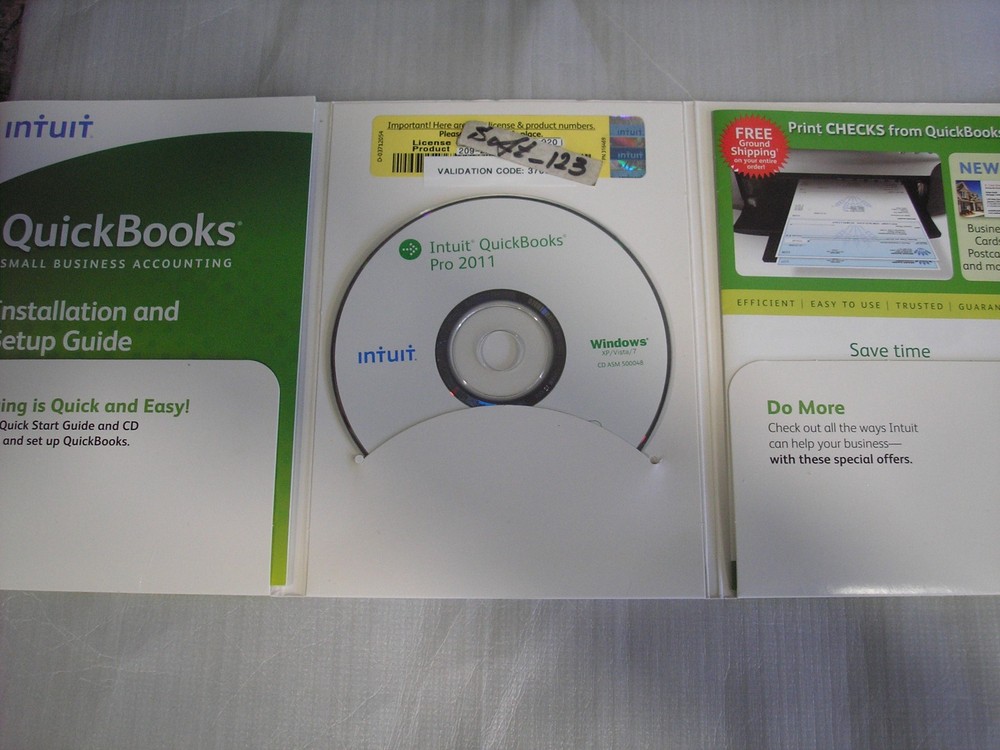 INTUIT QUICKBOOKS PRO 2011 FOR WINDOWS PC w/VALIDATION CODE =LIFETIME LICENSE=