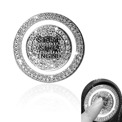 2 PCS Bling Push Start Button Cover Stickers, Crystal Engine Start Stop