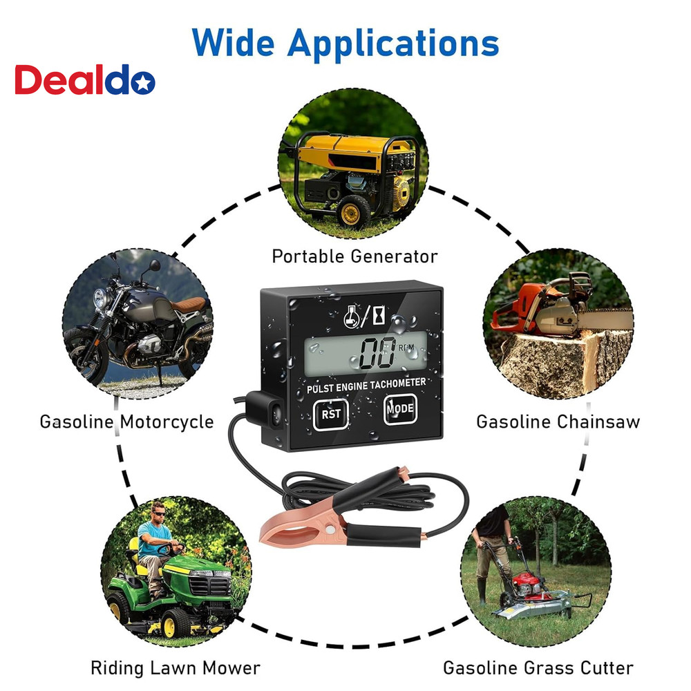 Small Engine Tachometer, Digital Tachometer Tach Gauge Reset Function Equipped w